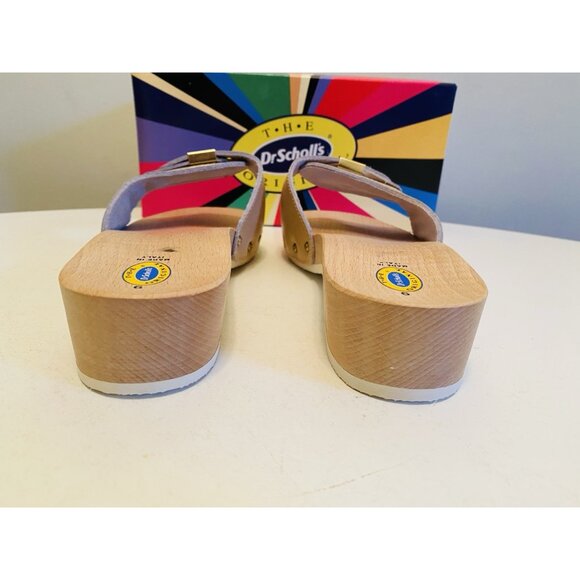 Dr Scholls Women Size 9 M Wood Exercise Clog Sandal Tan Leather Slide Shoe New - Picture 9 of 13